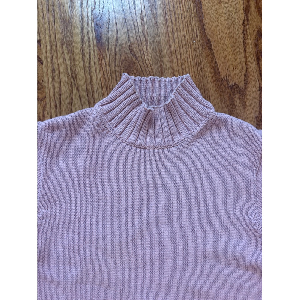 J.Crew Womens Pink Cotton Mock Neck Ribbed Knit Sweater Large L‎ Mauve - Picture 4 of 8